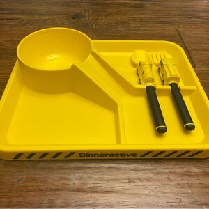Dinneractive construction plate with utensils